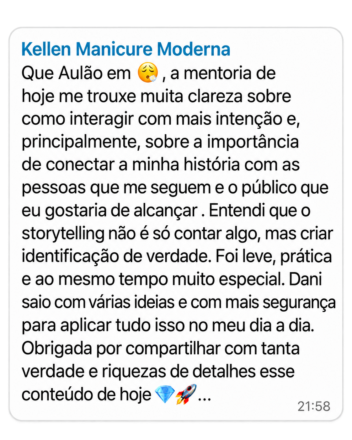 Print de depoimento de aluno 7.